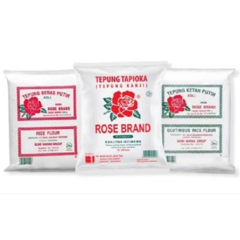 

TEPUNG ROSE BRAND (500g) (3 varian) Tepung Beras Putih / Tepung Tapioka / Tepung Beras Putih Free packing