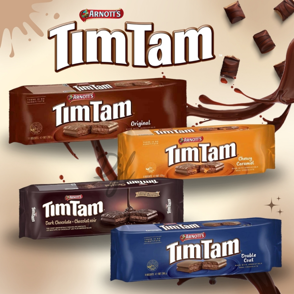 

Arnott's TimTam 200g Isi 11 pcs 1 pak Biskuit Cokelat Coklat Manis Cookies Import Dengan Varian Rasa Dark Original Caramel