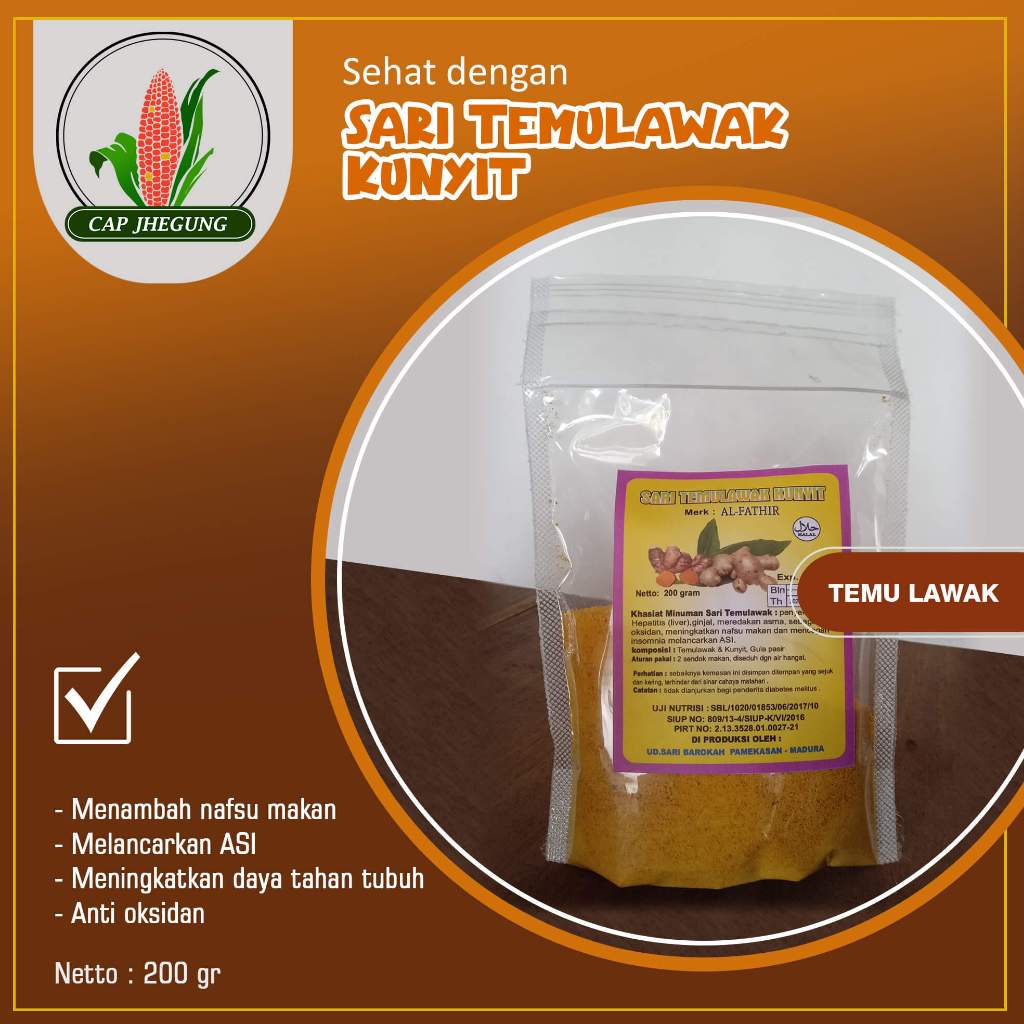 

Sari temu lawak plus kunyit, jamu tradisional madura sari temulawak madura