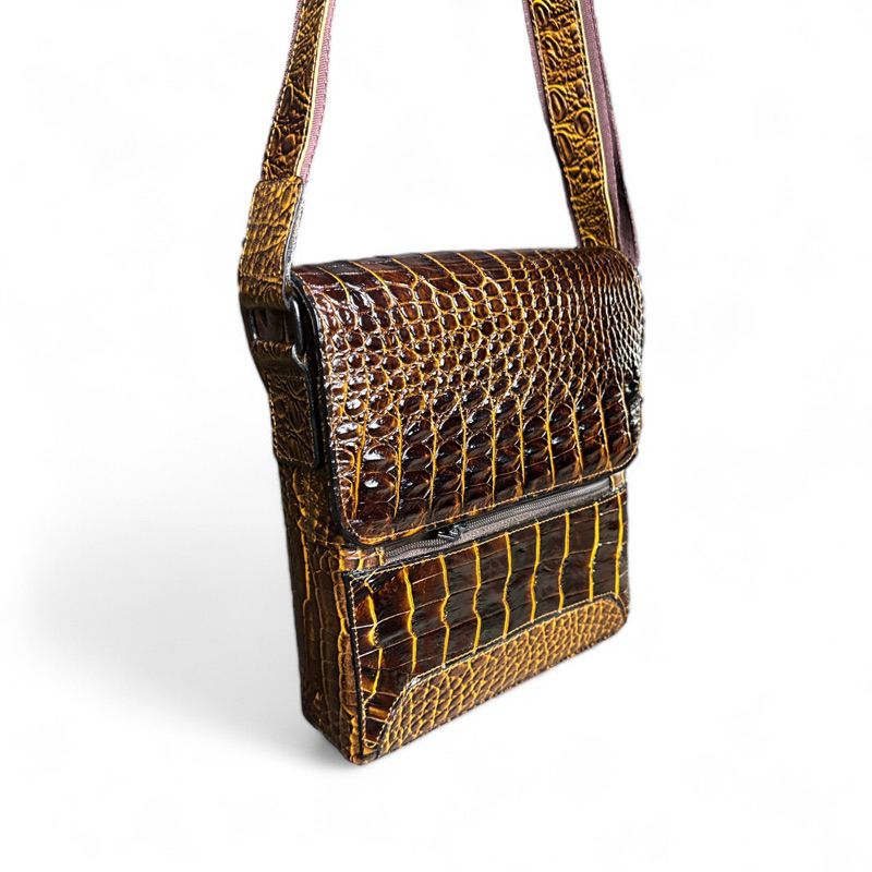 tas pria belly kulit buaya kombinasi kulit sapi