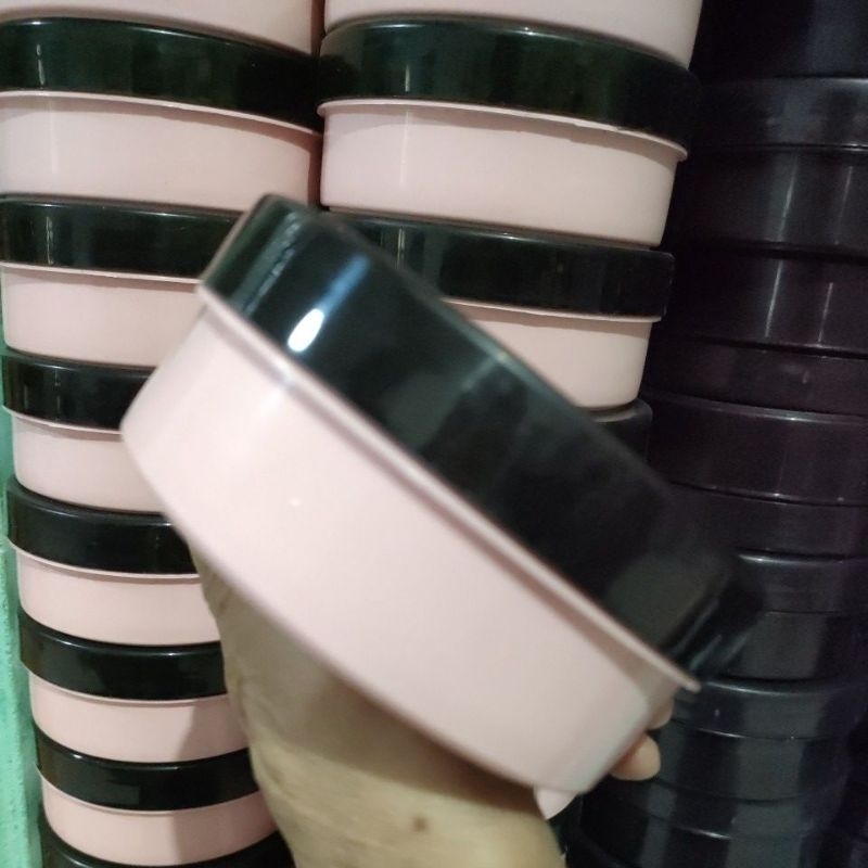 POT LULUR 250g pink tutup hitam / pot homede 250g pink hitam