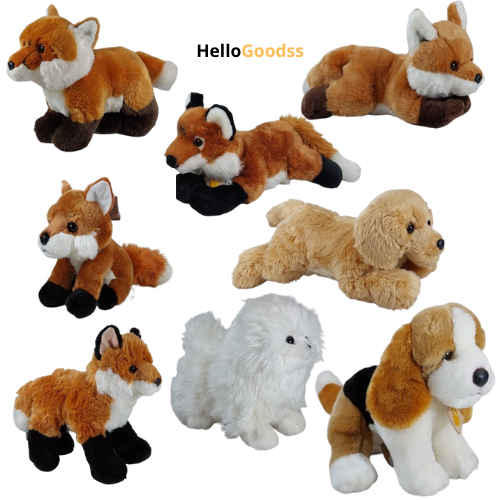 Boneka Binatang Anjing St.Bernard Golden Rubah Fox PomPom Cute Soft - Ukuran M