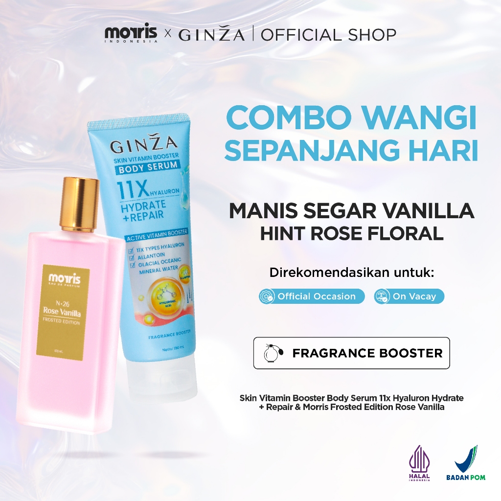 [PAKET BODY SERUM & FROSTED ISI 2] Morris Frosted Edition 100ml X GINZA Body Serum Hydrate + Repair 
