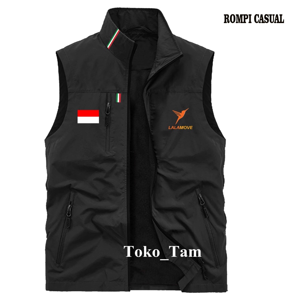 Rompi Outdoor Zipper Logo Lalamove Original rompi vest Taslan Distro Lalamove Terbaru