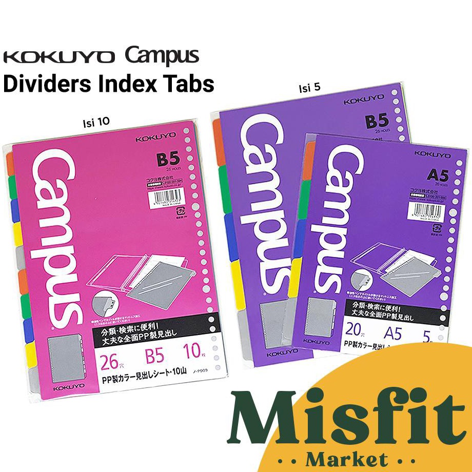 

KOKUYO Campus Loose Leaf Binder Divider A5 B5 Index Tabs Pembatas halaman 8RD7B7658
