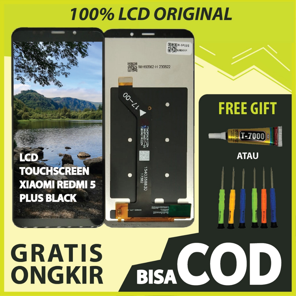 【ORIGINAL 100%】LCD TOUCHSCREEN XIAOMI REDMI 5 PLUS BLACK FULLSET TOUCHSCREEN / ORIGINAL100%