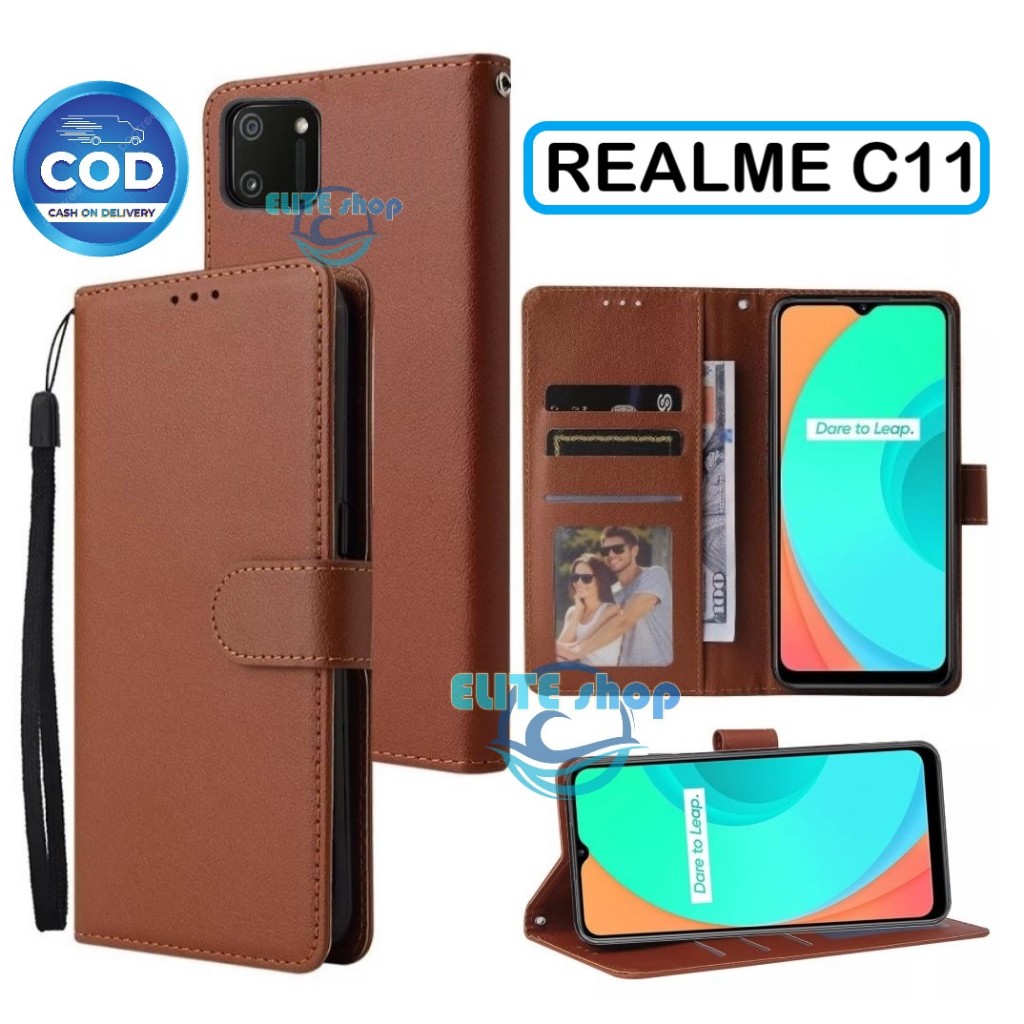 Flip Case REALME C11 Case Wallet Kulit Casing Dompet Case Wallet Leather Flip Case REALME C11 Casing