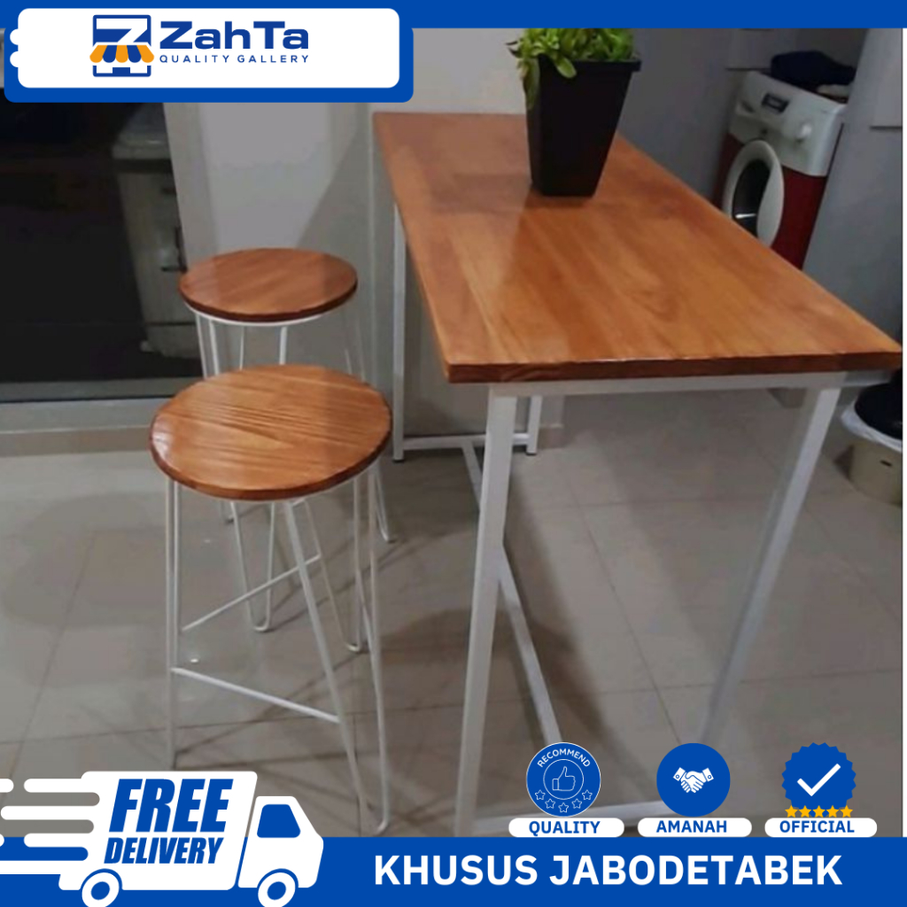 ZAHTA - MEJA MAKAN MINI BAR MEJA DAN KURSI INDUSTRIAL