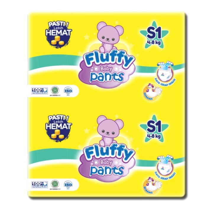 FLUFFY Renceng Popok Bayi Type Celana Fluffy Pants kemasan satuan size S M L dan XL isi 6 pcs