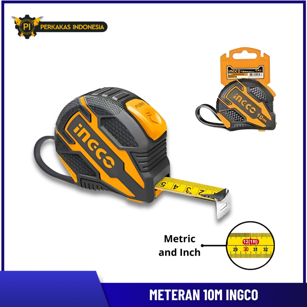 

Meteran 10M INGCO HSMT081025 10 M Steel Measuring Tape Alat Ukur Tukang Measure Meteran Meter Murah Akurat INDUSTRIAL Measurement ANTI SLIP