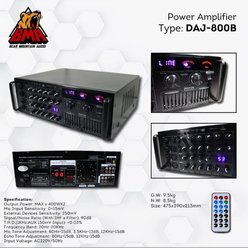 Amplifier BMA DAJ 800B / Ampli Karaoke BMA DAJ-800B Original BMA / Amplifier karaoke BMA DAJ800B Ori