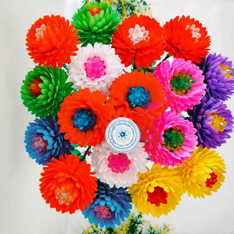 BUNGA AKRILIK KRISAN BESAR PERTANGKAI