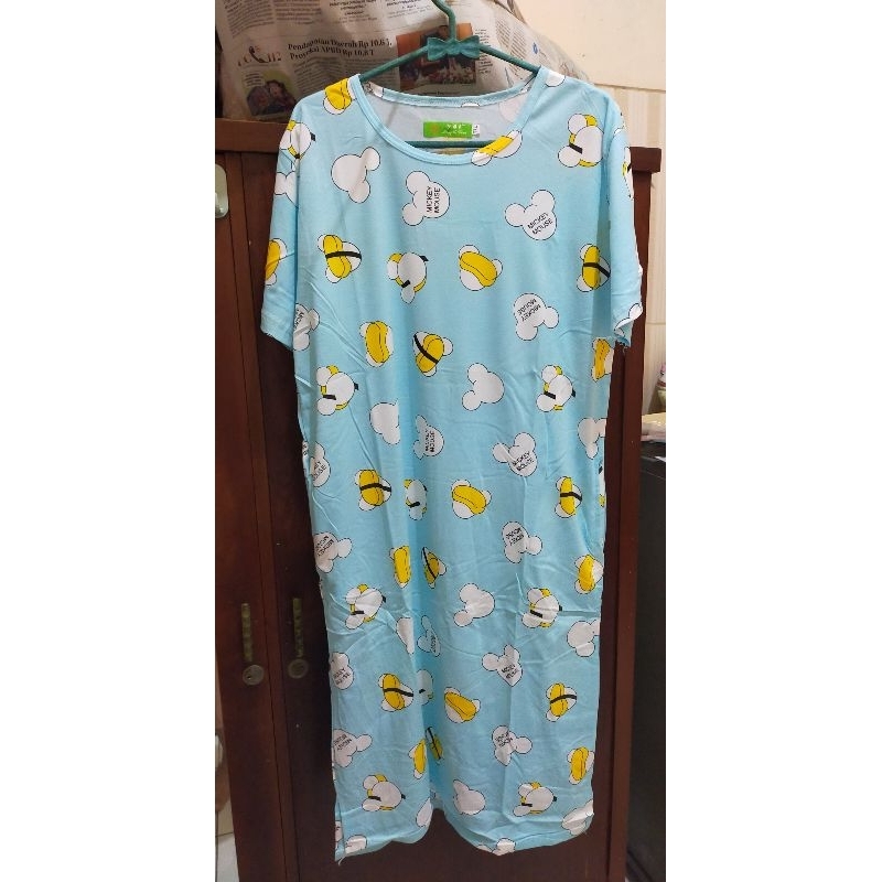 Daster wanita jumbo motif mickey mouse baju tidur women big size XXL ld 98 panjang 102 ada saku disa