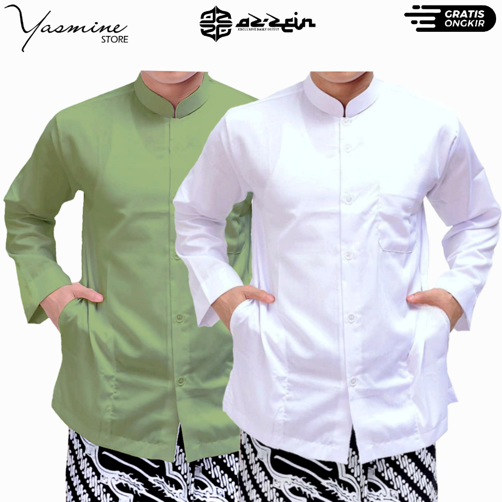 Yasmine Store - Baju Koko Pria Lengan Panjang S M L XL XXL Koko Habaib Dewasa Warna Putih Polos