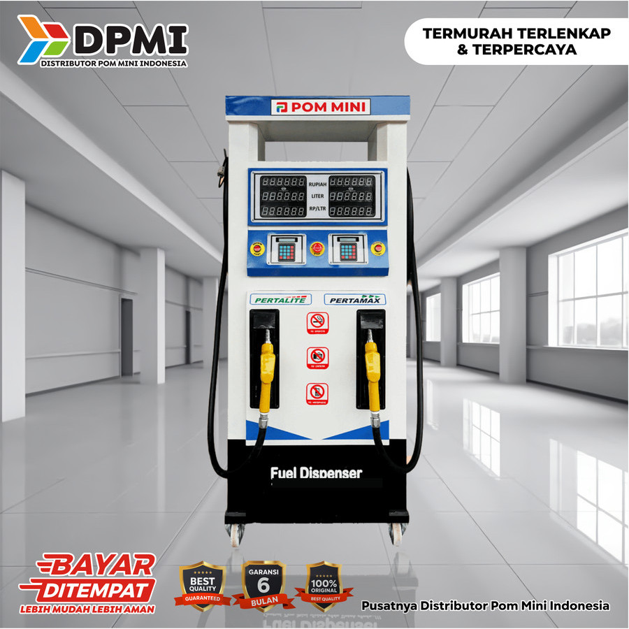 Pom Mini - Pertamini Digital 2 x 100 Liter (SLIM) biru putih