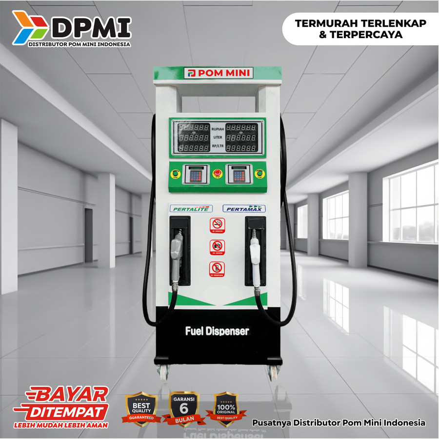 Pom Mini - Pertamini Digital 2 x 100 Liter (SLIM) hijau putih