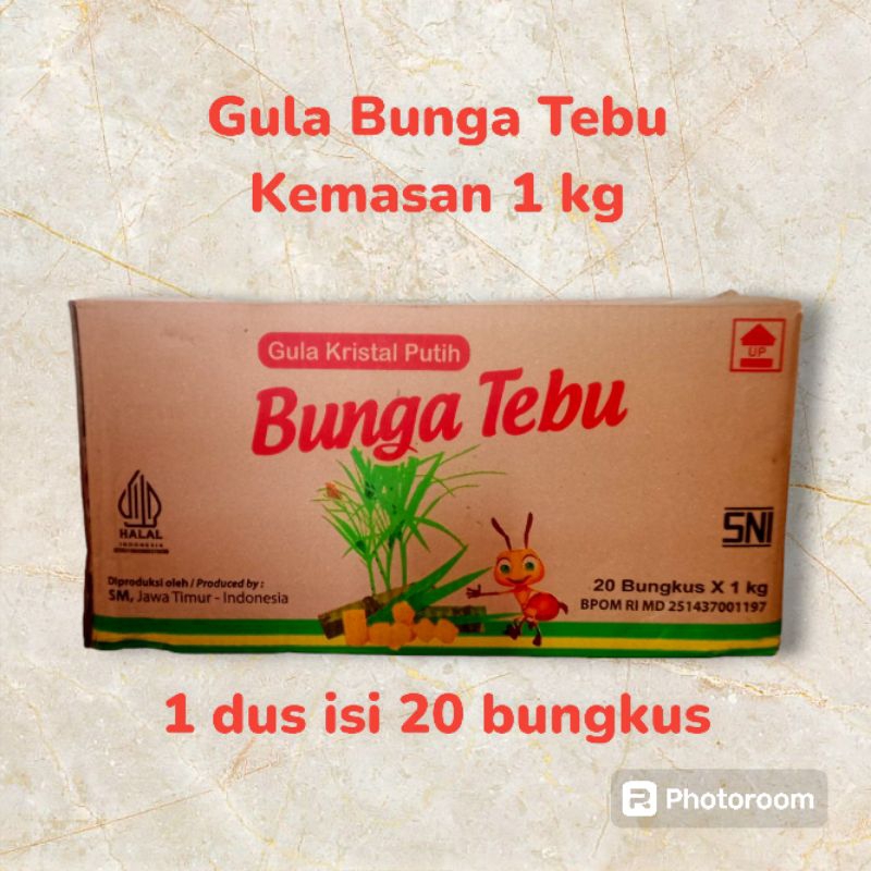 

Gula kemasan 1 kg Bunga Tebu 1 dus isi 20 Bungkus Murah