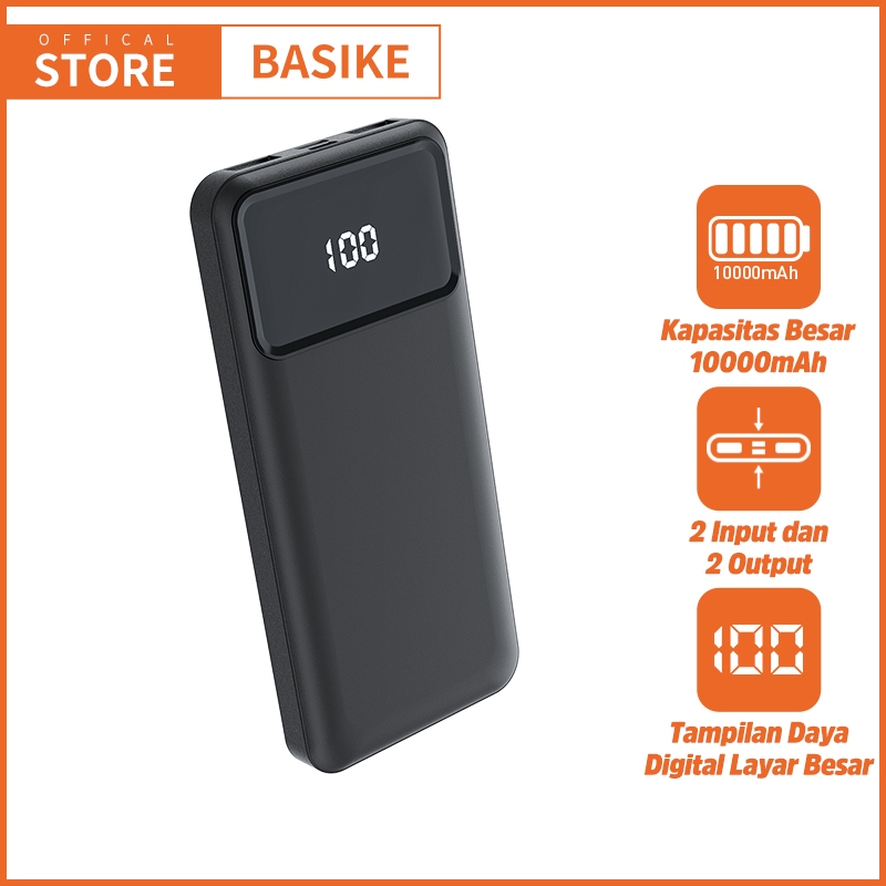 BASIKE Powerbank 10000 mAh & Kabel Charger iPhone Fast Charging Makaron Mini Murah Garansi 1 Tahun