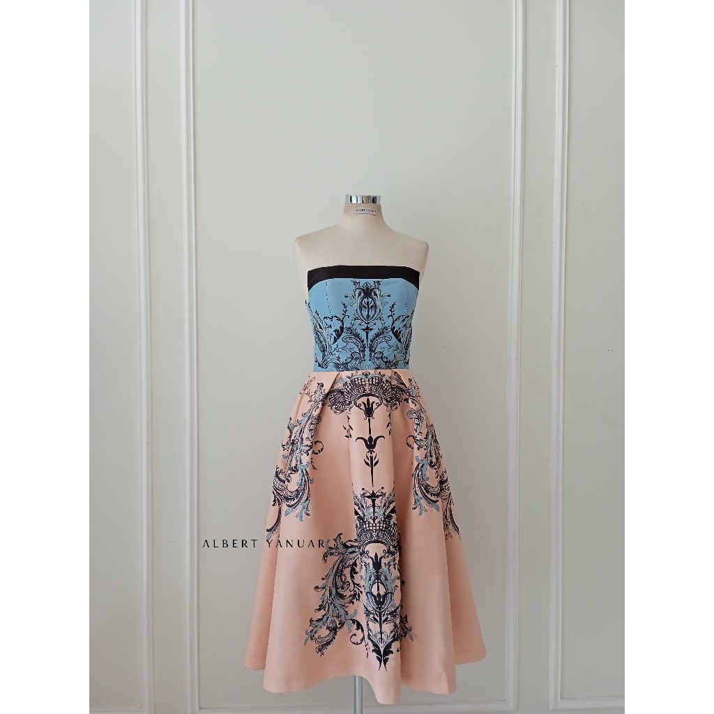 AlgarrybyAlbert Peacock Palace Dress Blue Cream