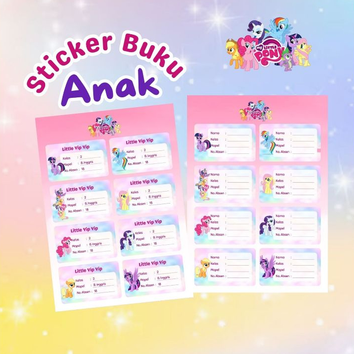 

Stiker / Label Buku Pelajaran Anak (Nama Kelas Mapel) Little Pony