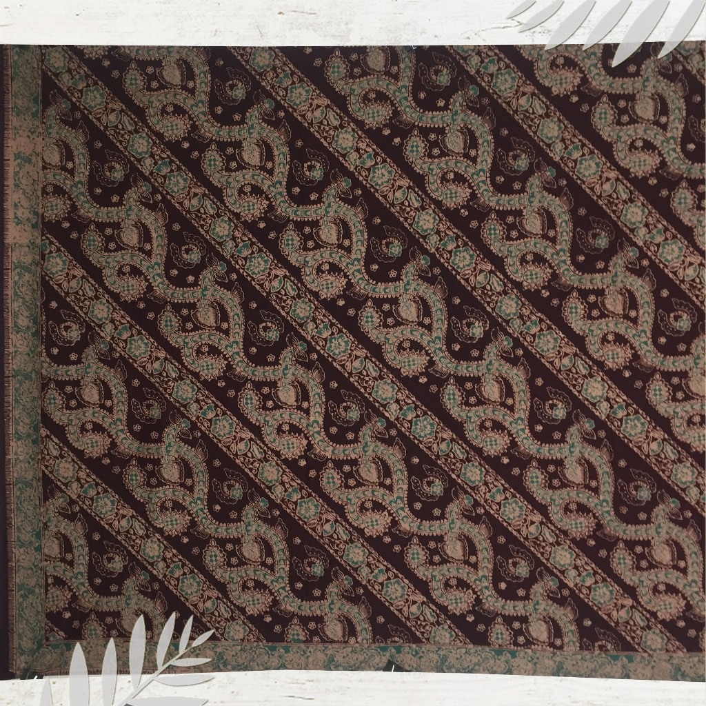 Batik jambi motif batanghari  hijau kombinasi melati | dasar bahan baju (Panjang.2m Lebar.105cm)