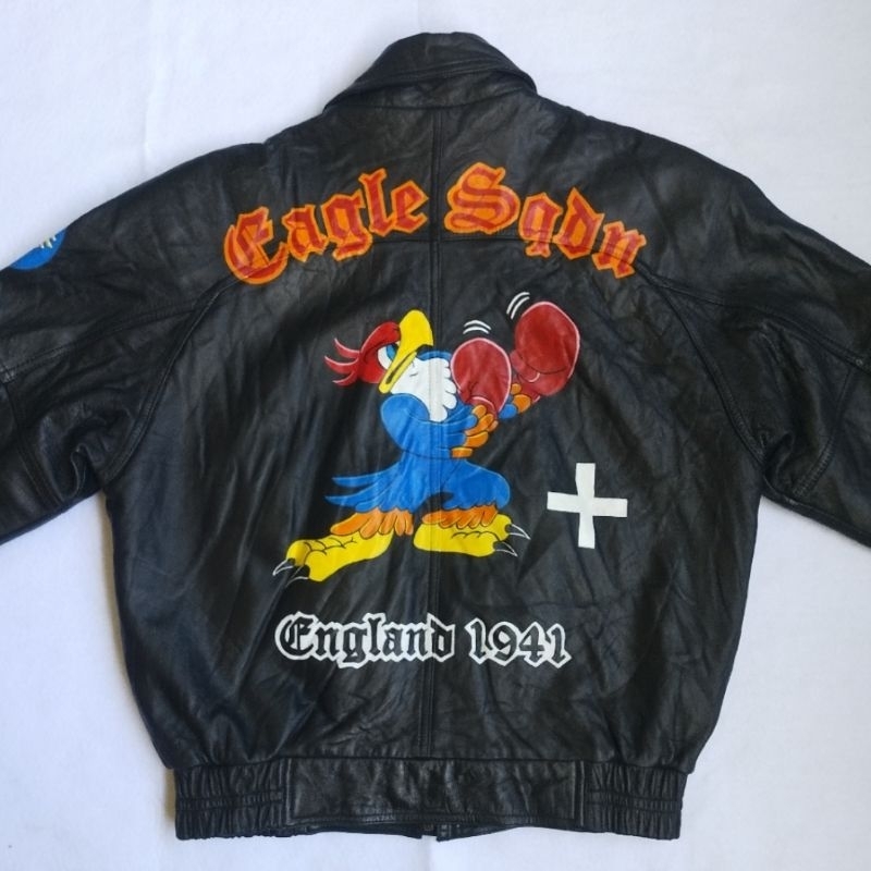 Jaket kulit leather bomber army squadron pilot second bekas