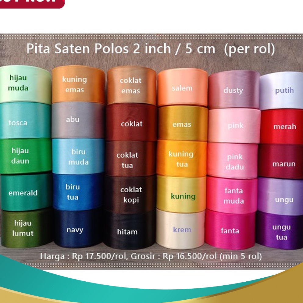

HANYA DI PSP13 Pita Saten Polos 2 inch per rol