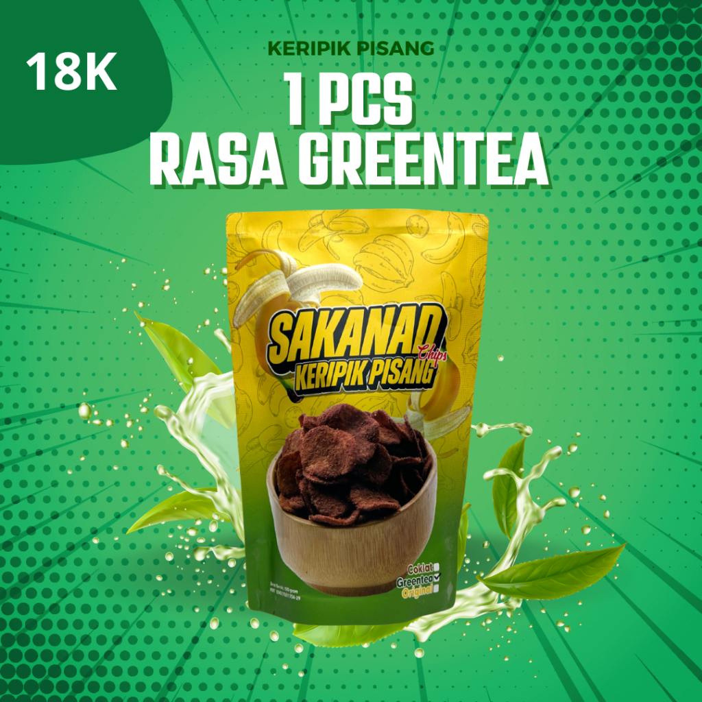 

1 pcs rasa greentea - Sakanad Chips - Keripik Pisang dengan rasa greentea yang renyah dan lezat