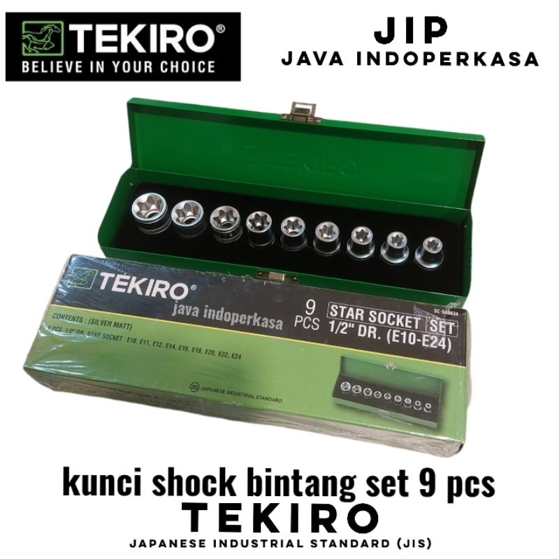 TEKIRO SC-SA0634 mata kunci shock bintang set 9 pcs box besi