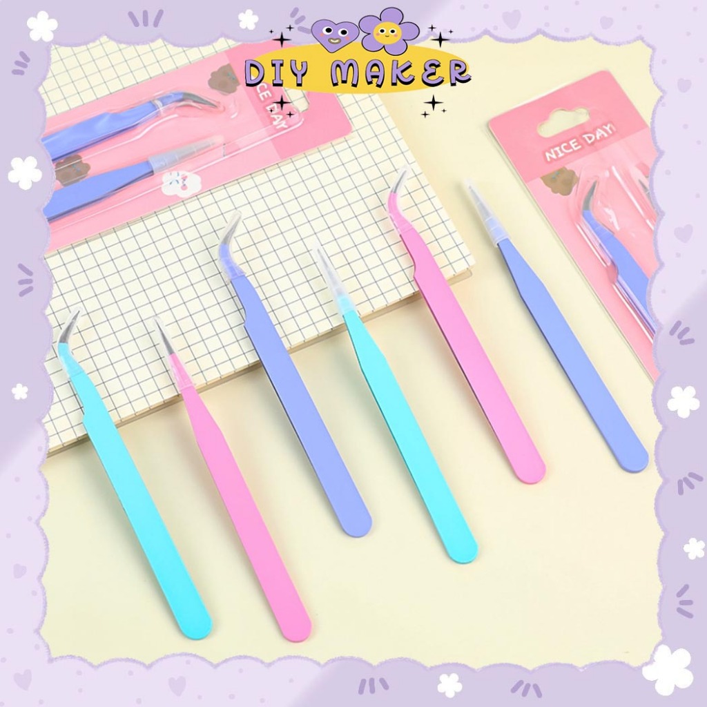 

DM Pinset Bengkok / Pinset Lurus / Tweezer Sticker / Macaron Tweezers Penjepit Stiker Eyelash AT05
