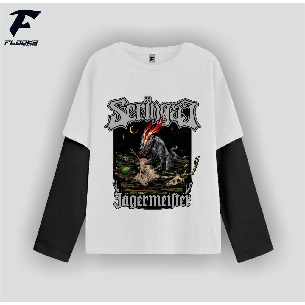 Flooks clothing Tshirt Double layer Seringai Jagermeifter  long sleeve  Music kaos pria wanita