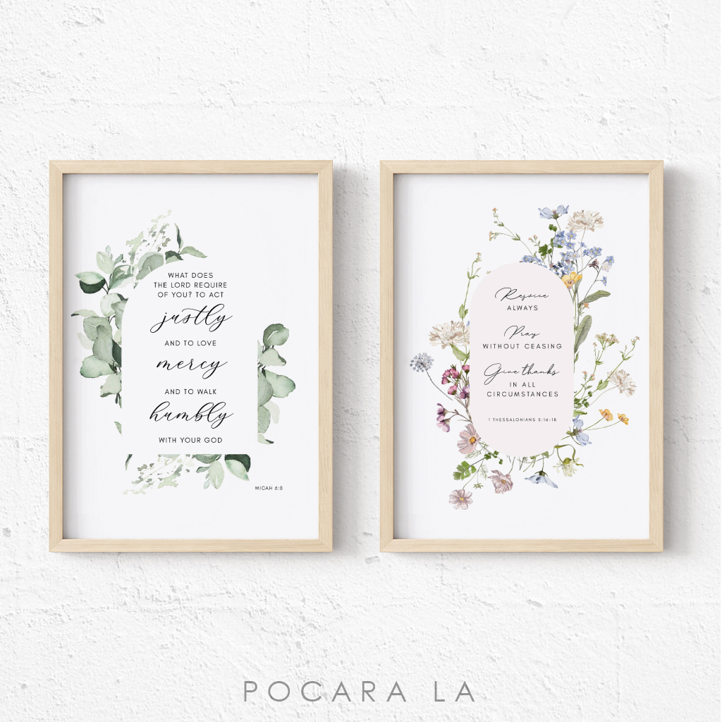 Hiasan Dinding Bingkai Poster Ayat Alkitab Bermotif Bunga Dekorasi Motivasi Kristen