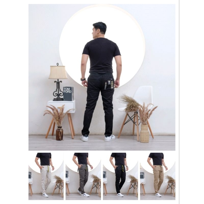 Celana panjang pria chino pinggang karet stretch | Toko.celana