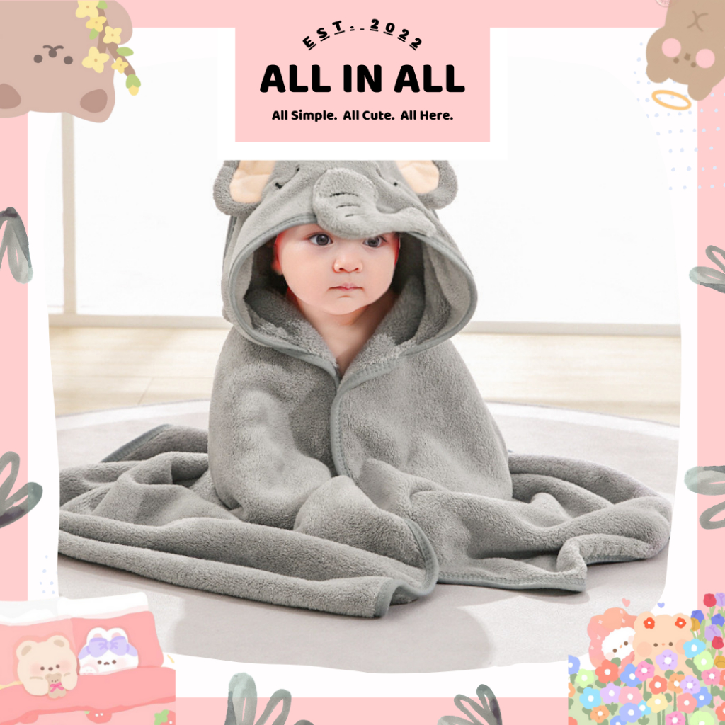 ❤️ALL IN ALL❤️ SELIMUT TOPI BAYI LUCU POLA KARTUN HEWAN | BEDONG BAYI BLANKET HOODIE | TRENDY HOMEWA