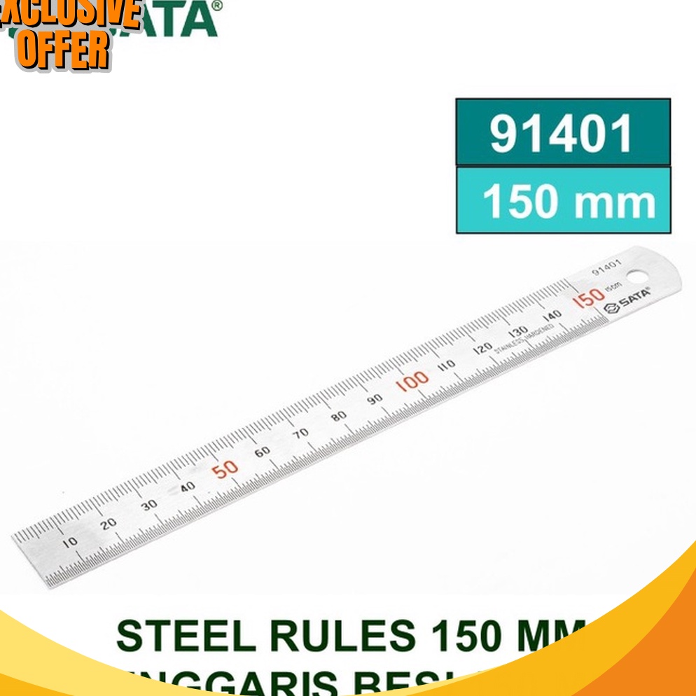 

PROMO AKHIR BULAN SATA 9141 Penggaris Besi Lurus Stainless 15 mm 15 cm Steel Rules 15mm