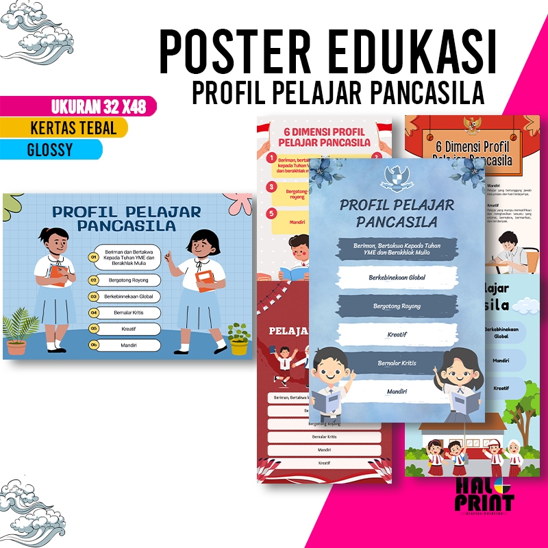POSTER EDUKASI Profil Pelajar Pancasila Pajangan Kelas Anak Sekolah Dekorasi
