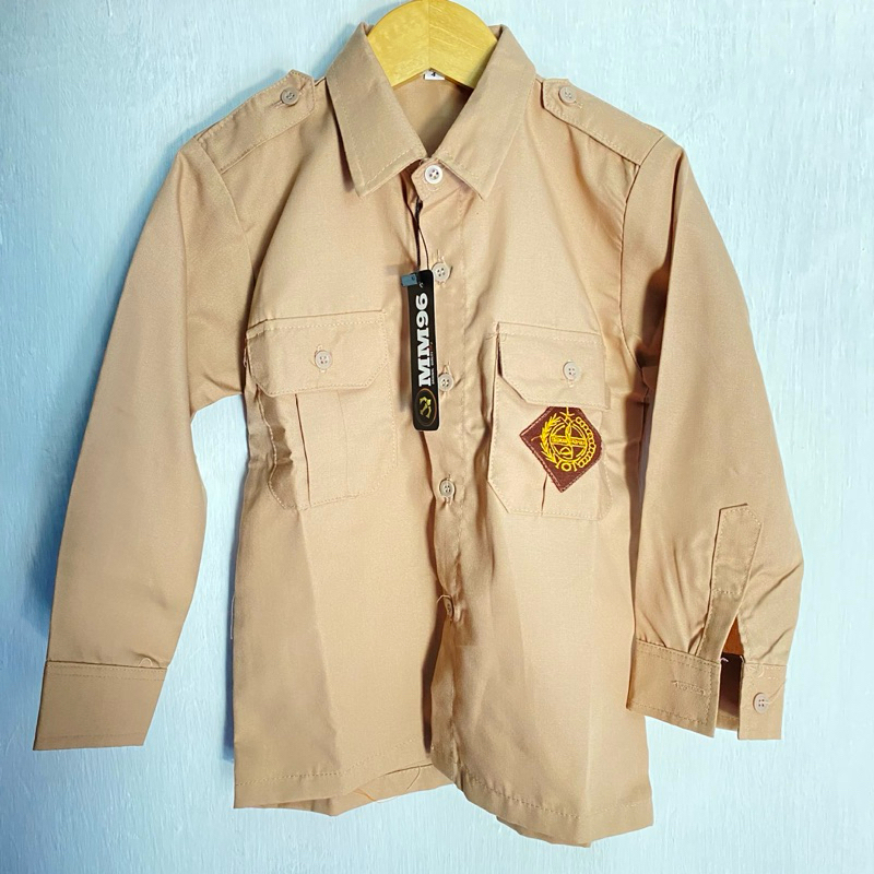 Baju Pramuka Penggalang Lengan PANJANG LAKI / Baju Rapilo Cowok / Seragam Sekolah SD Coklat Pramuka