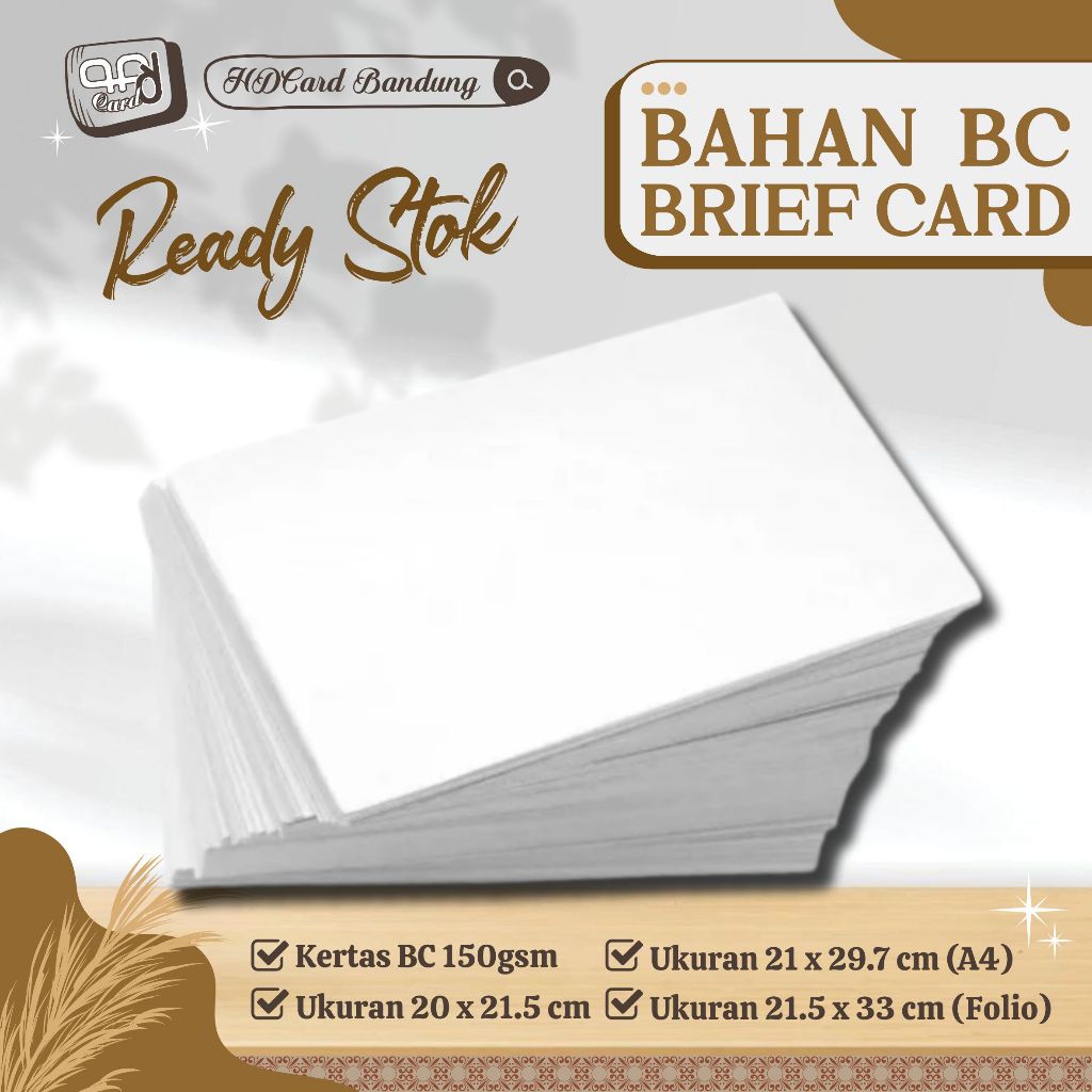 

Kertas BC Putih Brief Card 150gsm Kertas Bahan Undangan isi 50 lembar Undangan Polosan