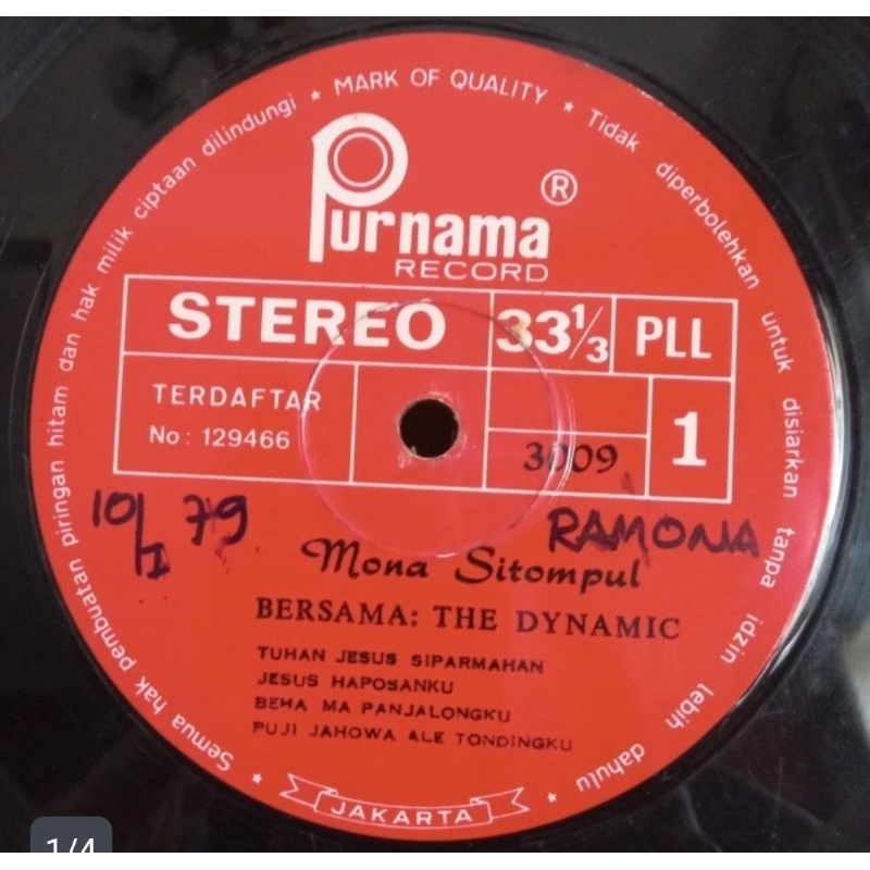 Vinyl Piringan Hitam 12 inch Mona Sitompul - Marolopolop