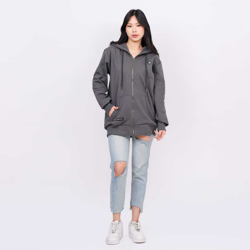 MotherWomb Project Hoodie Zipper YKK Basic Premium - Carbon Grey Hoodie Zipper Pria