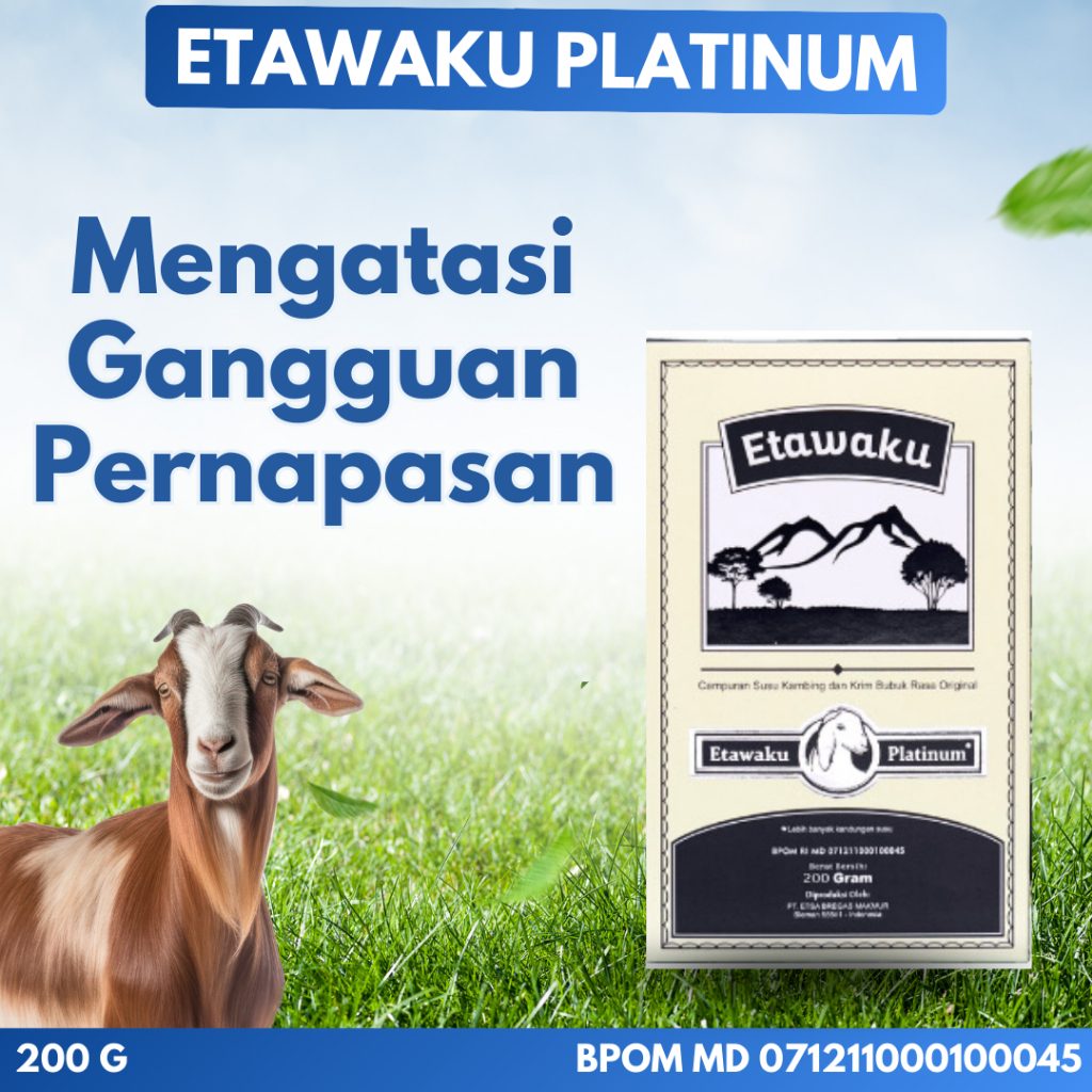 

Etawaku Platinum Susu Kambing Etawa Bubuk Murni 200 gr Membantu Melancarkan Sistem Pernapasan
