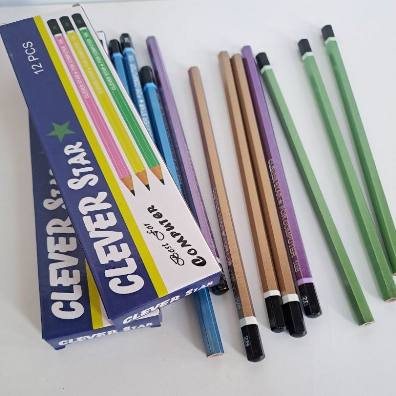 

CLEVER STAR 2B Pensil Kayu 2B isi 12 pcs/ Pensil Ujian Murah