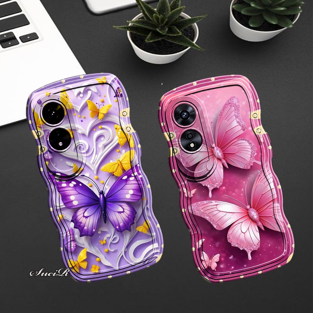 PS - K829 case untuk type OPPO A60 softcase gelombang motif custom BUTTERFLY
