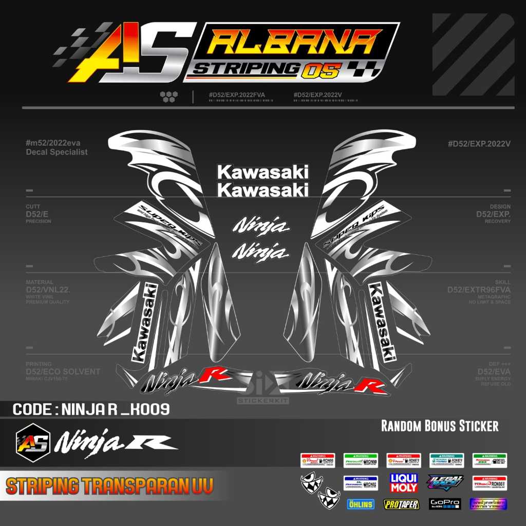 Decal Sticker Striping Transparan Kawasaki Ninja R/Stiker Variasi Ninja R
