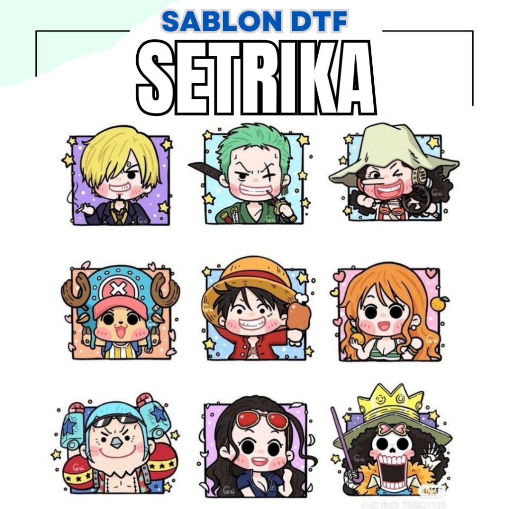 

Sablon Setrika Gambar / Sticker Sablon Anime One Piece Paketan / Sablon DTF / Sablon Polyflex