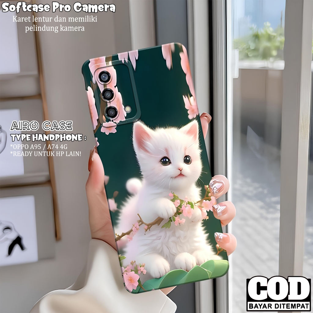 Softcase OPPO A95/ A74 4G Terbaru Case OPPO A95/ A74 4G Fashion Case KUCING Casing OPPO A95/ A74 4G 