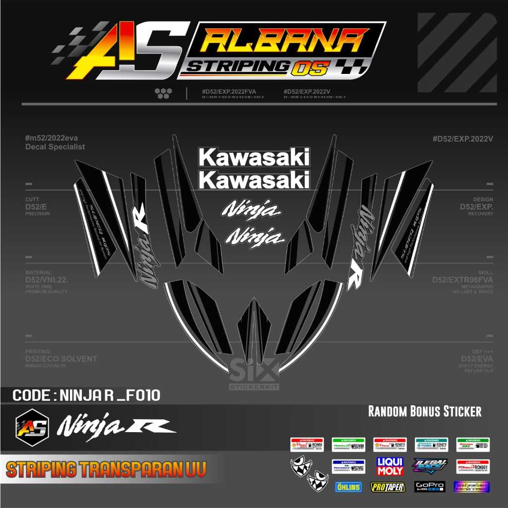 Decal Sticker Striping Variasi Transparan Uv Kawasaki Ninja R/Stiker VAriasi Ninja R