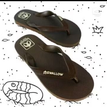 Sandal jepit karet swallow LegianAndo tebal hitam pria sendal harian sendal tahan air sendal wudhu