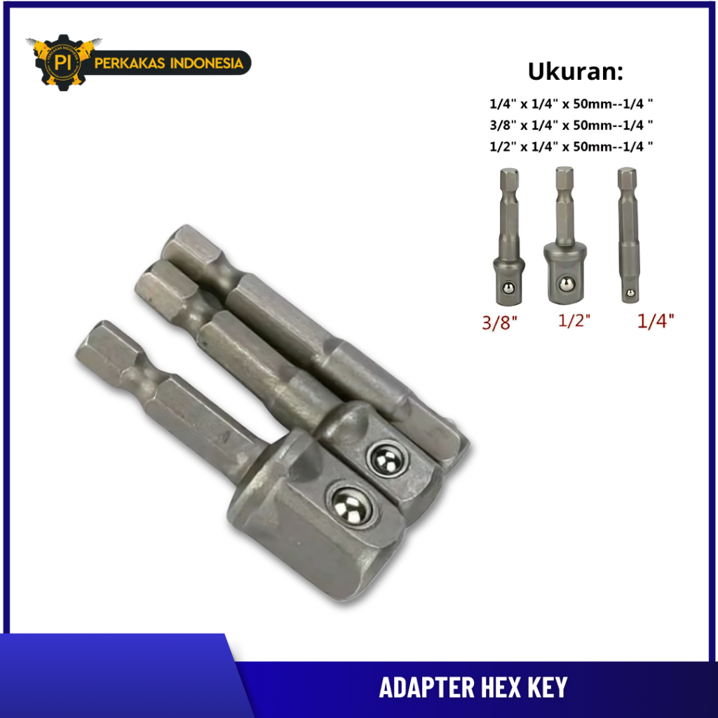 Adapter Hex Key Shock Mesin Bor Impact Driver Wrench Adaptor Kunci Sok Sambungan Sock Konektor Penya