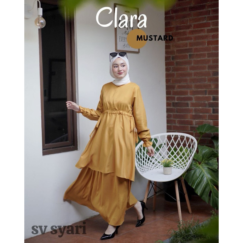 SV SYARI | ONESET TUNIK DAN ROK CLARA POLOS SYARI MUSLIMAH DEWASA